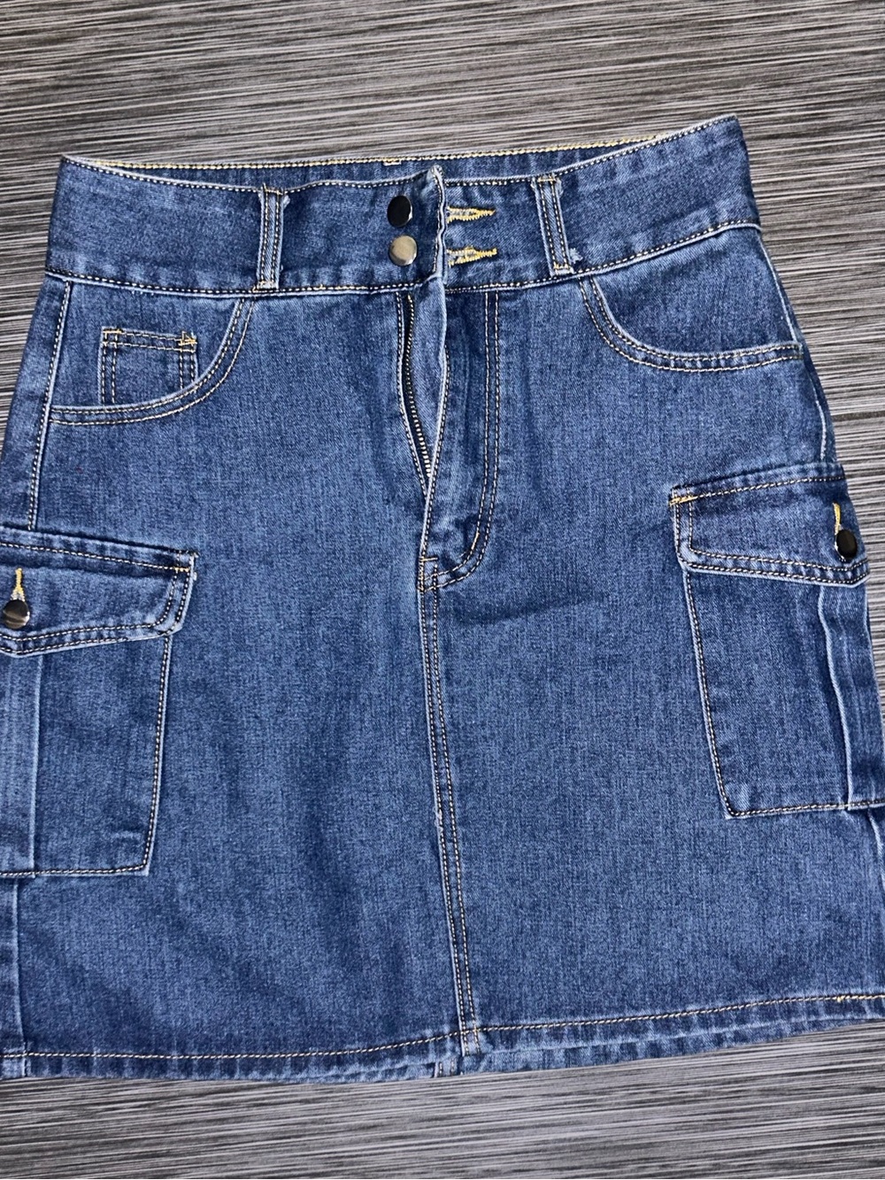 SHEIN Blue Denim Cargo Pocket Mini Skirt